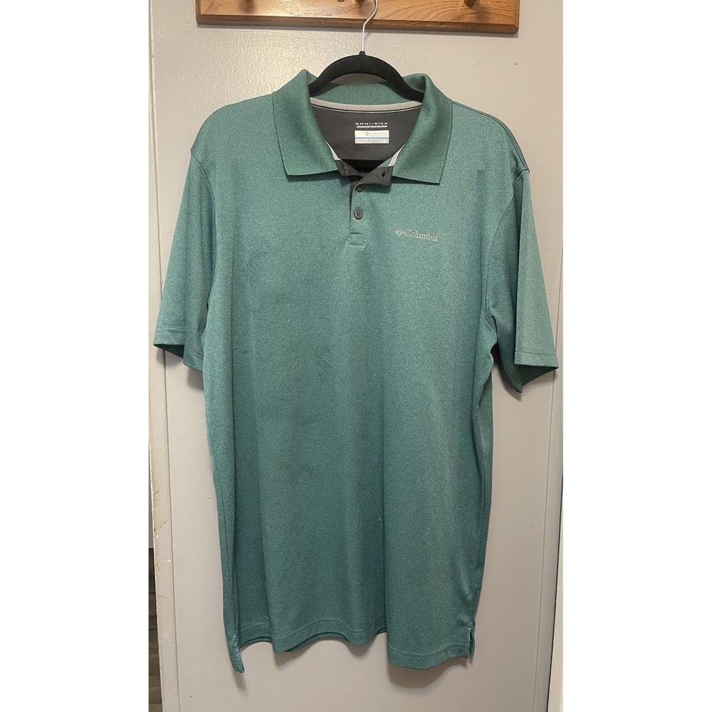 Columbia Omni Wick Sea Green Polo Mens Large  Short Sleeve Lightweight